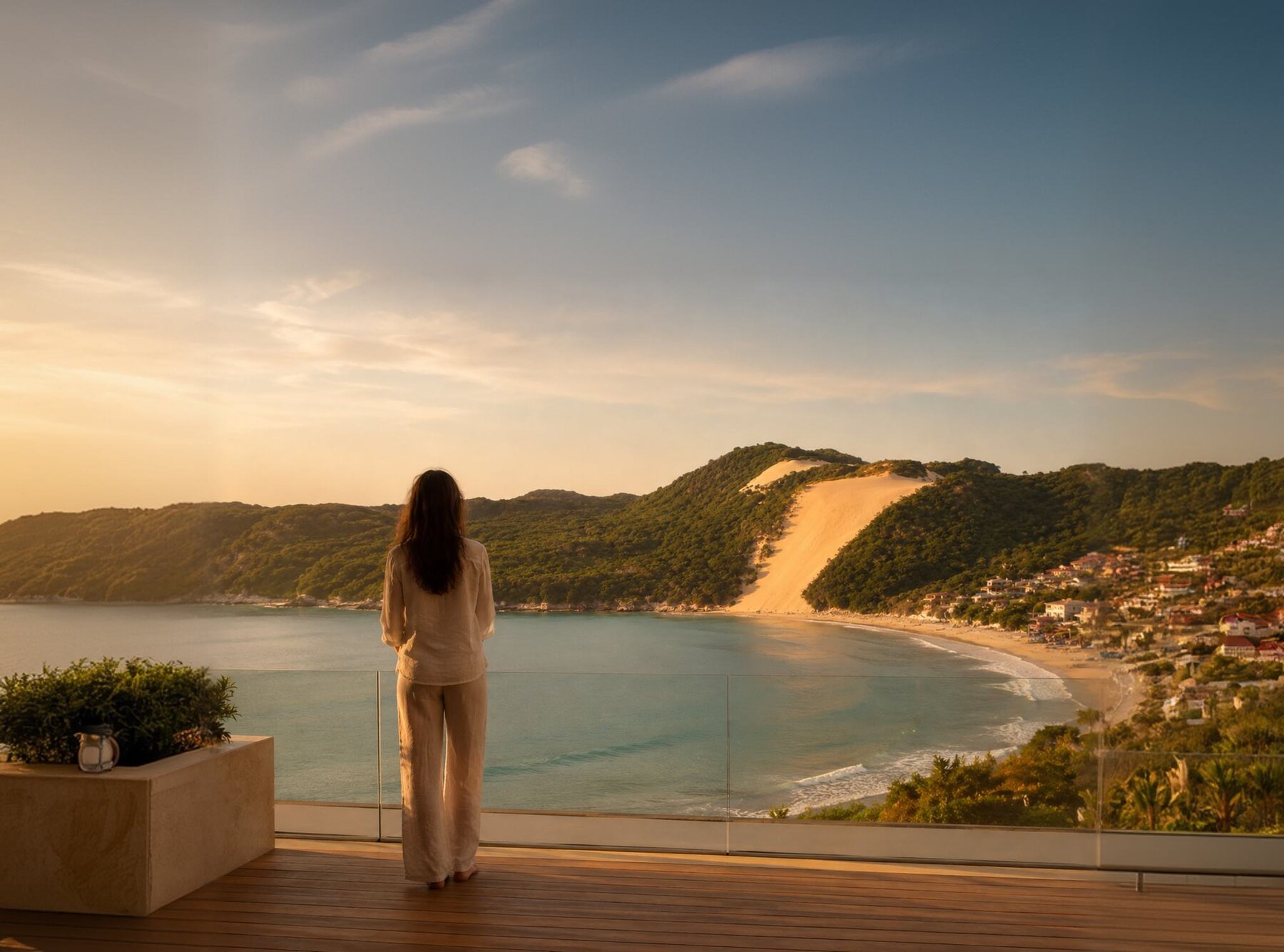 Vista para o Morro do Careca no material do Aruã Ponta Negra