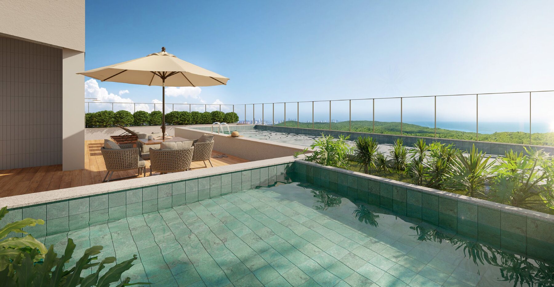 Piscina com hidromassagem no rooftop do Beach Class Natal